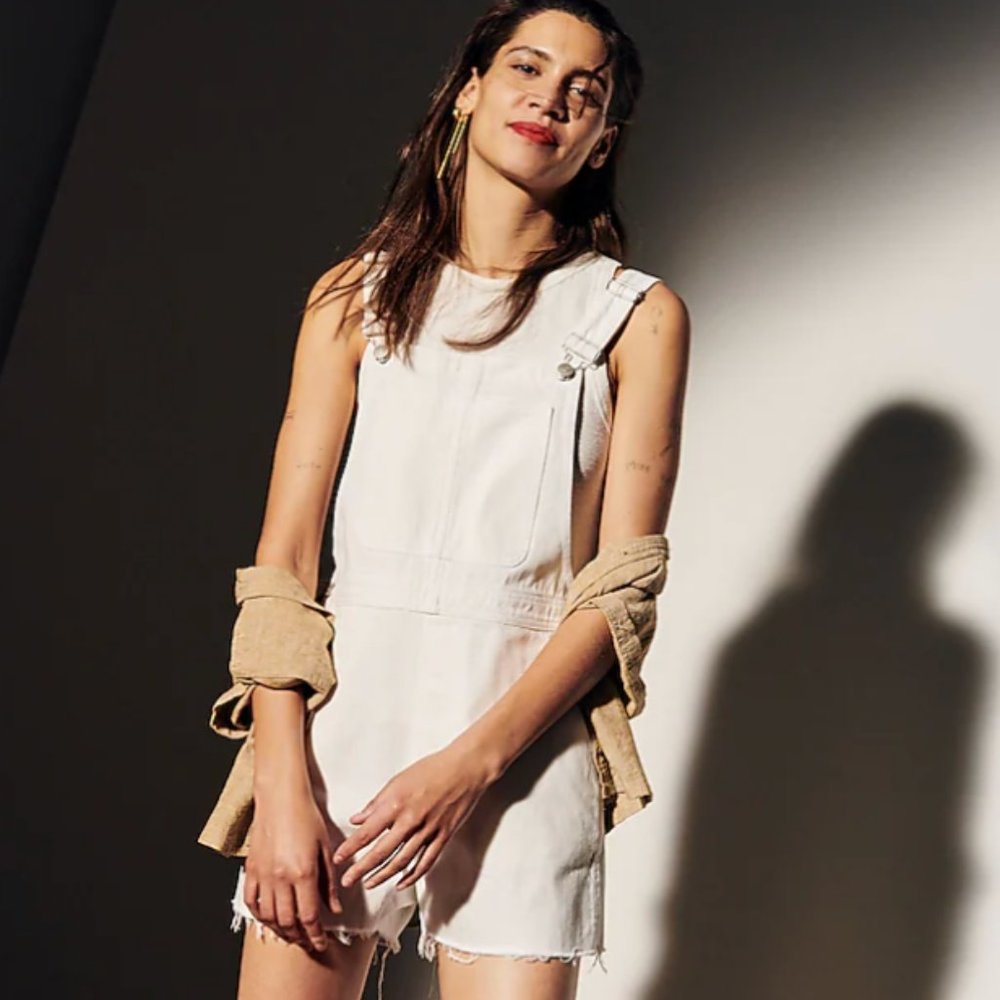 Madewell Short Overalls - White Denim - S